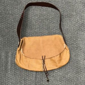 Lucky Brand Tan Leather Mini Shoulder Bag with Brown Strap